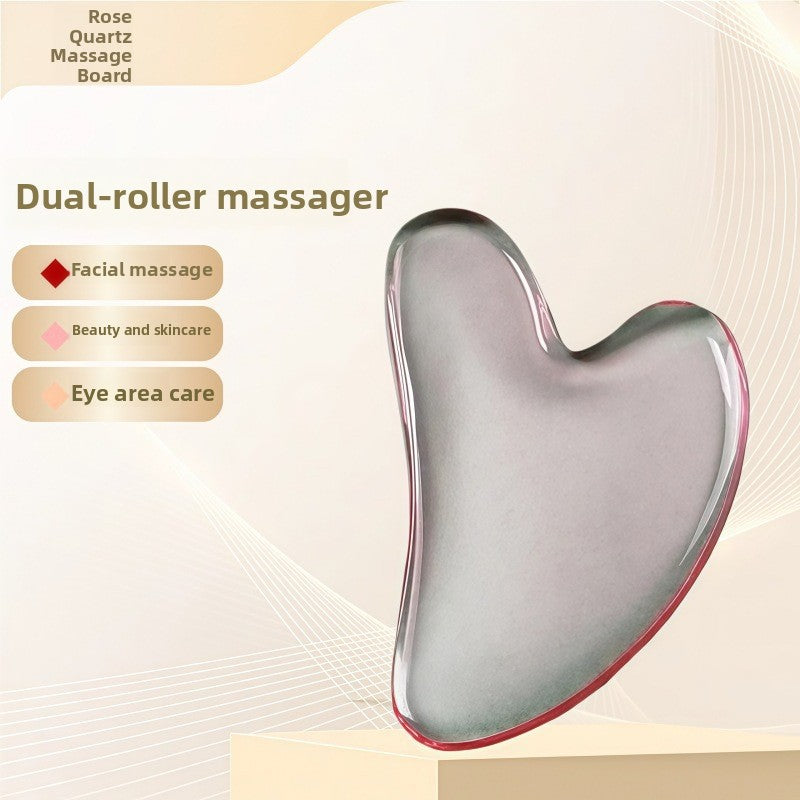 Juego de rodillo de masaje facial y piedra Gua Sha de resina efecto cristal