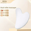 Juego de rodillo de masaje facial y piedra Gua Sha de resina efecto cristal