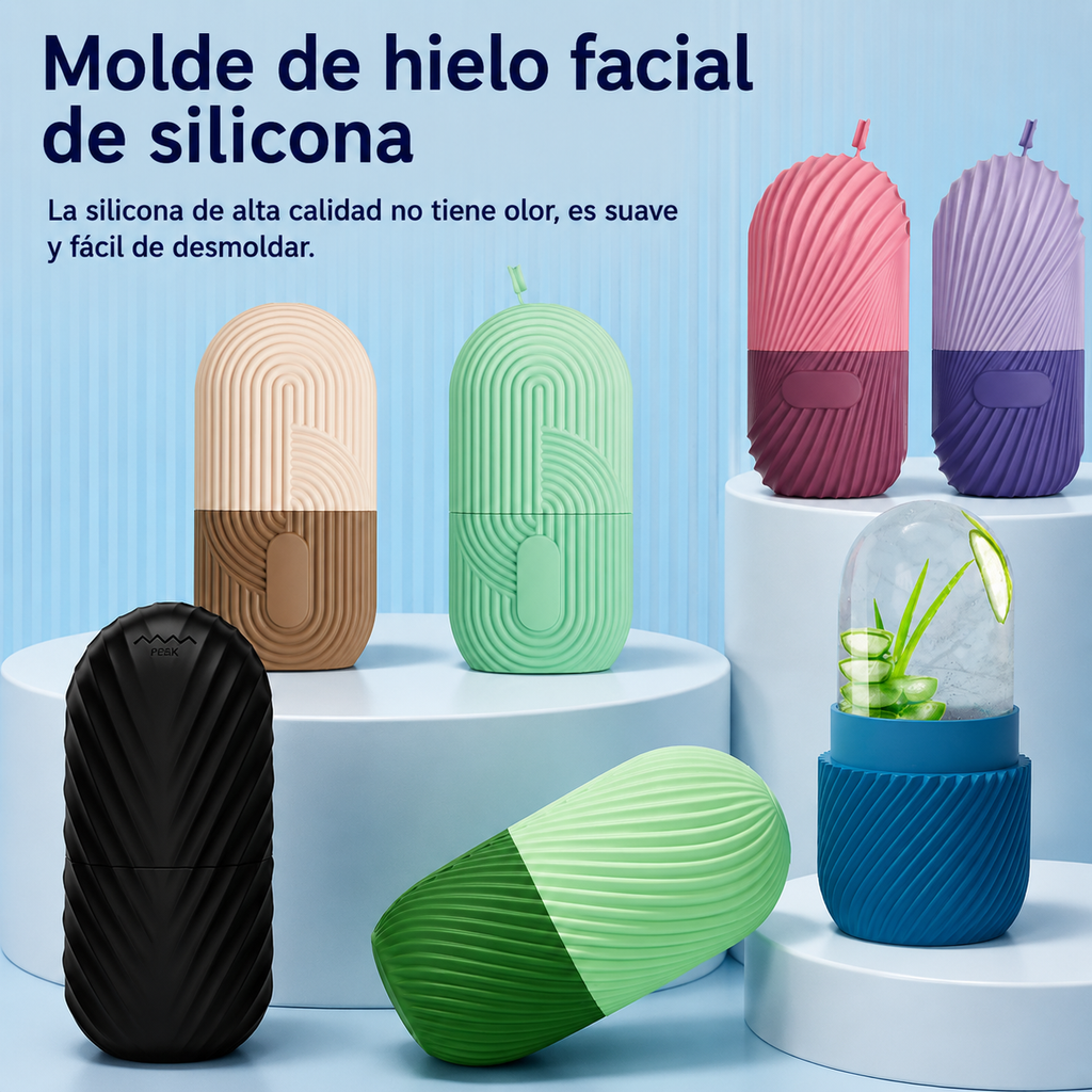 Molde de silicona para cubitos de hielo faciales para el cuidado de la piel