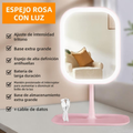 Espejo de maquillaje LED de escritorio con soporte ajustable